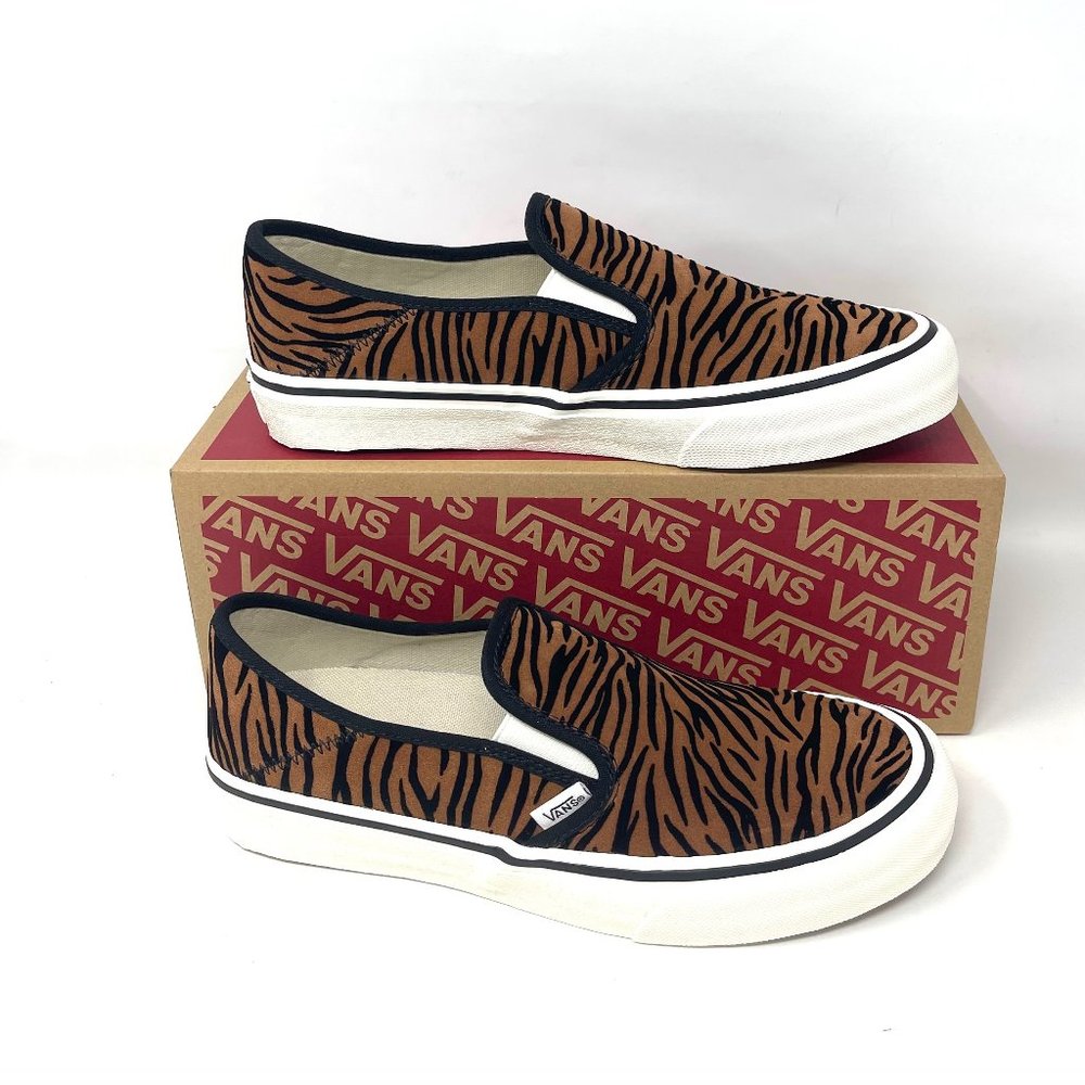Vans Slip On Sf Shoes Womens Size Stripes Low Top Skate Canvas Brown VN0A5HYQ9ZY
